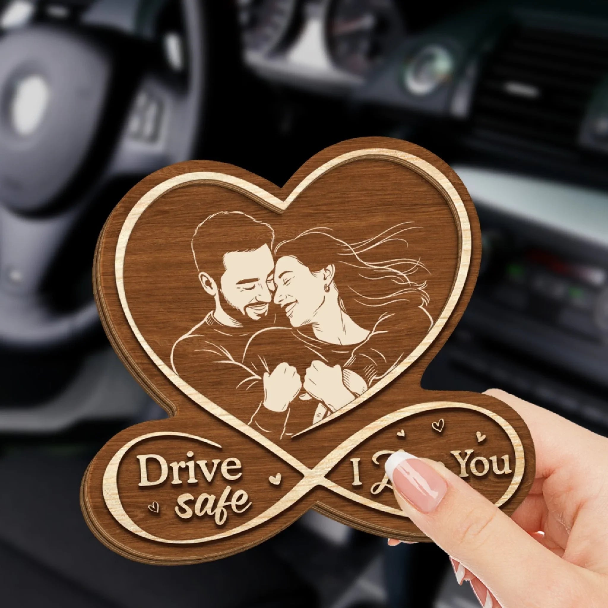 Custom Photo Car Visor Clip - Personalized Anniversary Wedding Gifts For Husband And Wife, Him And Her - Always Together On The Road