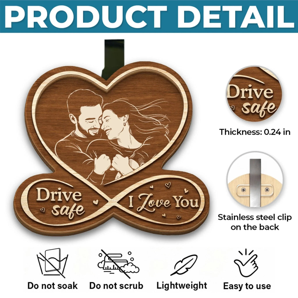 Custom Photo Car Visor Clip - Personalized Anniversary Wedding Gifts For Husband And Wife, Him And Her - Always Together On The Road