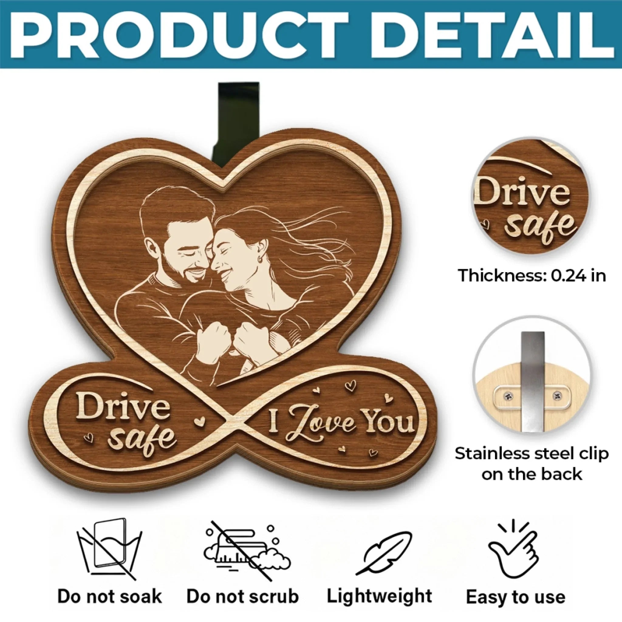 Custom Photo Car Visor Clip - Personalized Anniversary Wedding Gifts For Husband And Wife, Him And Her - Always Together On The Road