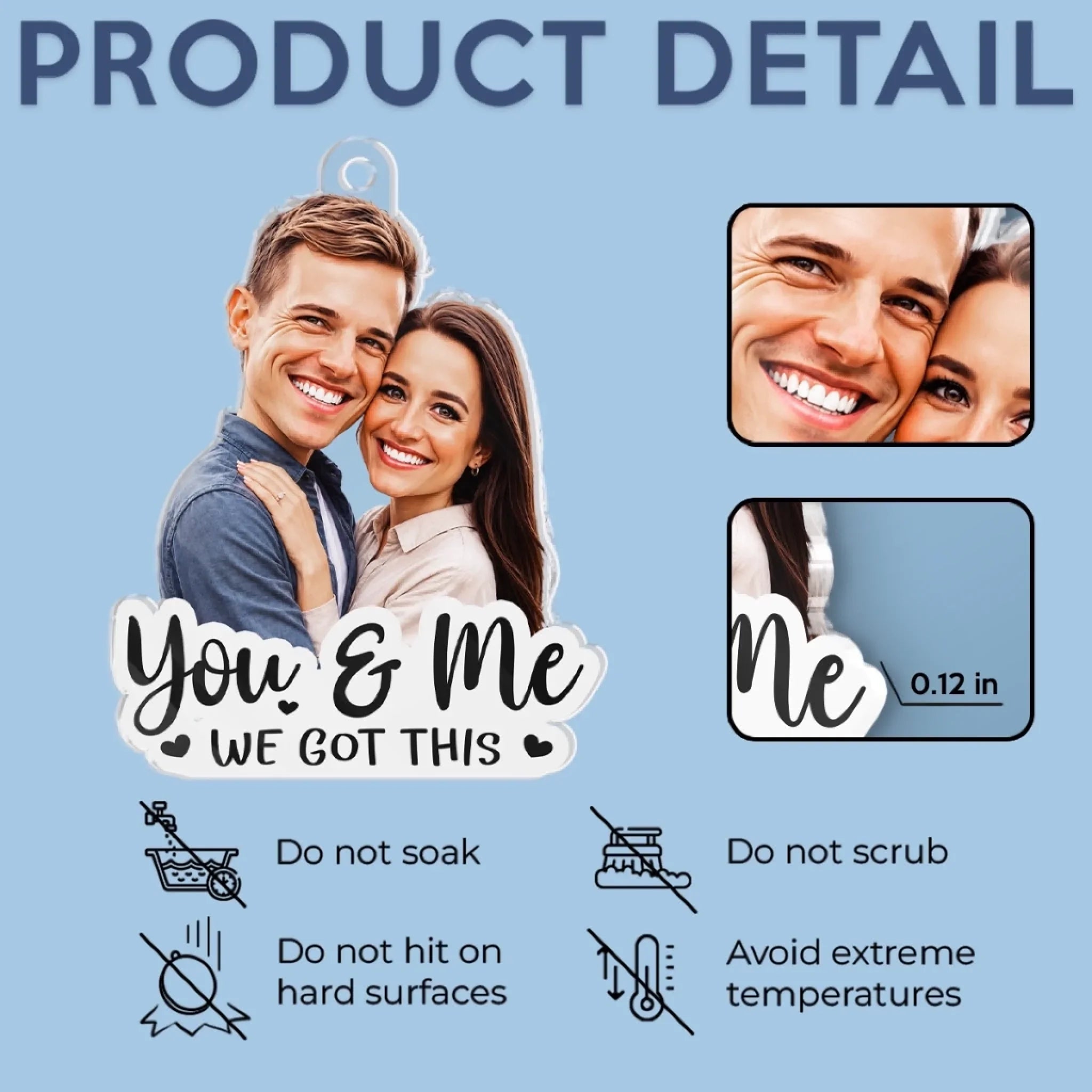 Custom Photo Acrylic Car Ornament - Personalized Anniversary Wedding Gifts For Husband And Wife, Him And Her - Together On Every Road