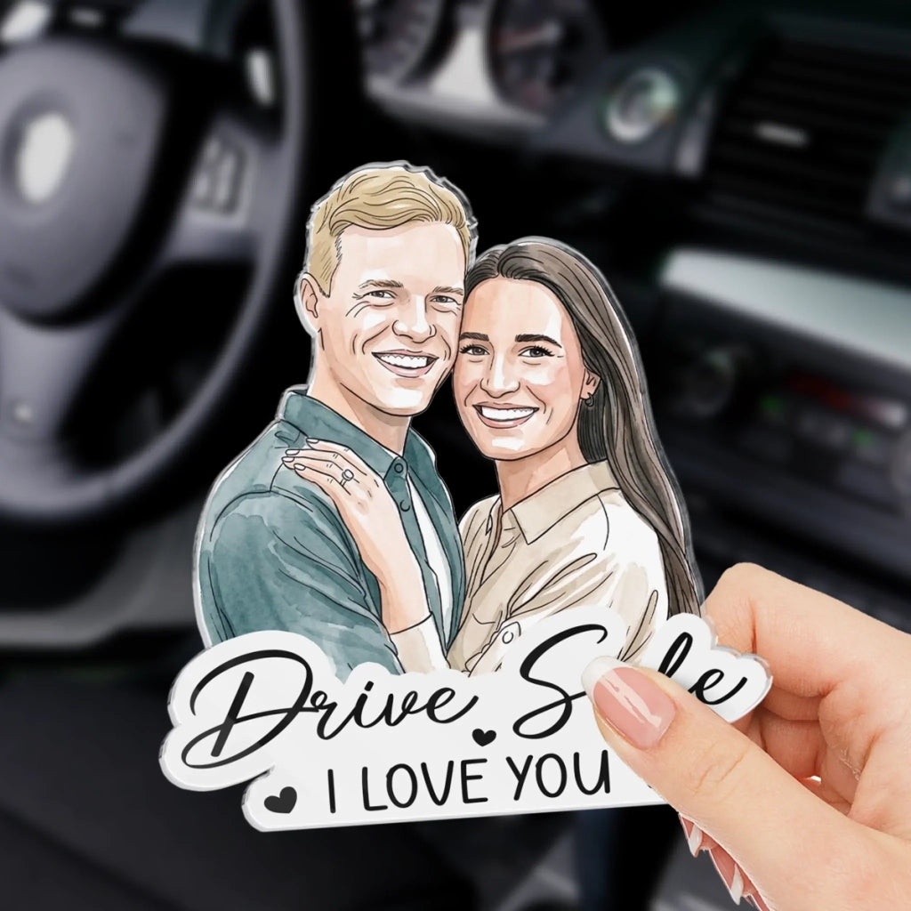 Custom Photo Acrylic Car Visor Clip - Personalized Anniversary Wedding Gifts For Husband And Wife, Him And Her - Drive Safe, My Forever Love
