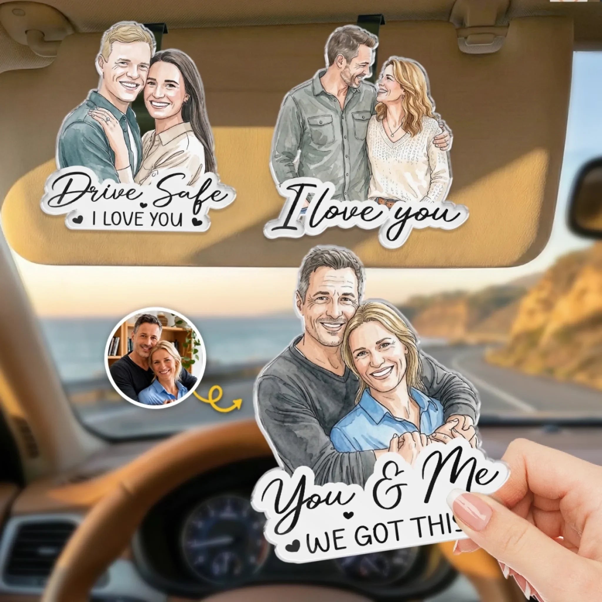 Custom Photo Acrylic Car Visor Clip - Personalized Anniversary Wedding Gifts For Husband And Wife, Him And Her - Drive Safe, My Forever Love