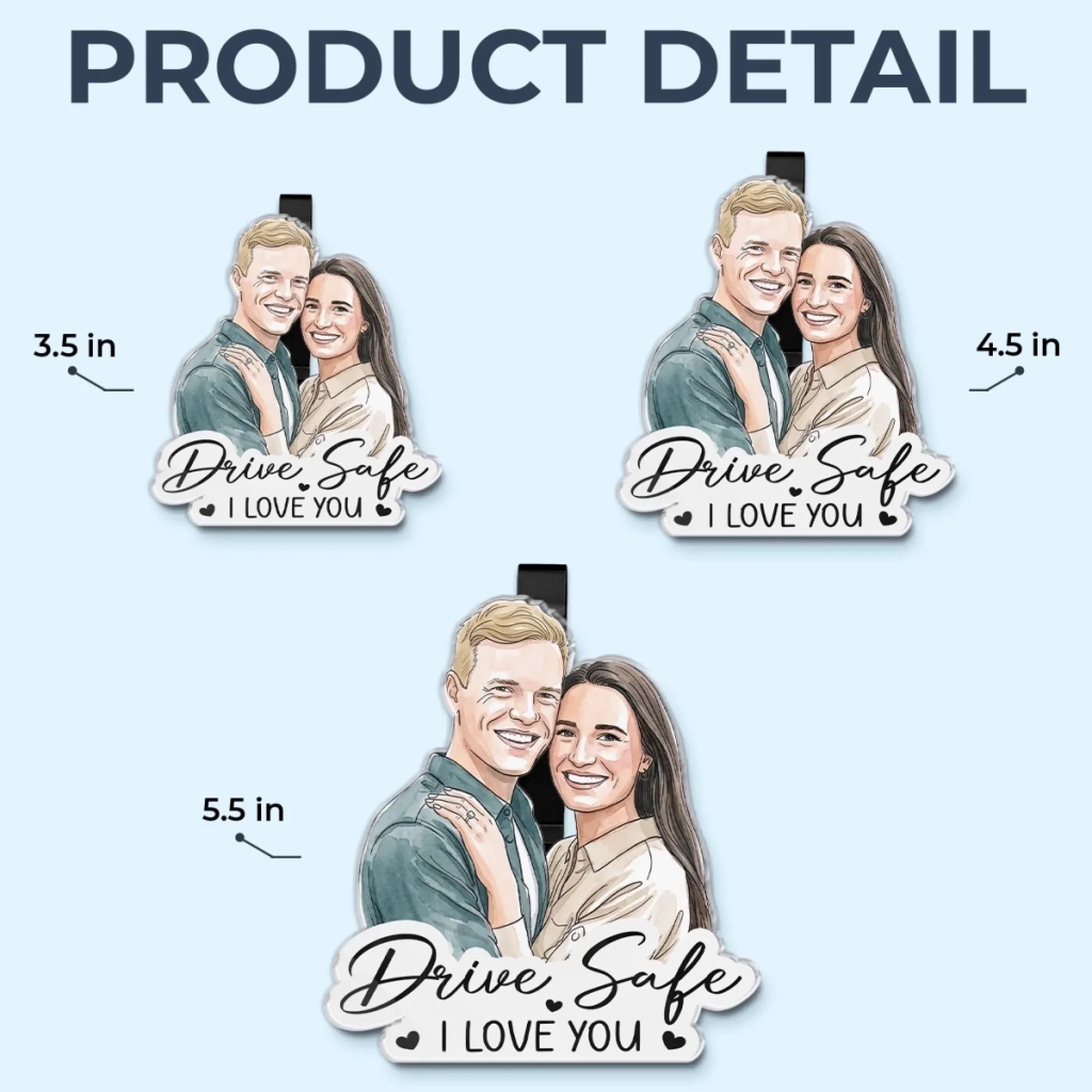 Custom Photo Acrylic Car Visor Clip - Personalized Anniversary Wedding Gifts For Husband And Wife, Him And Her - Drive Safe, My Forever Love