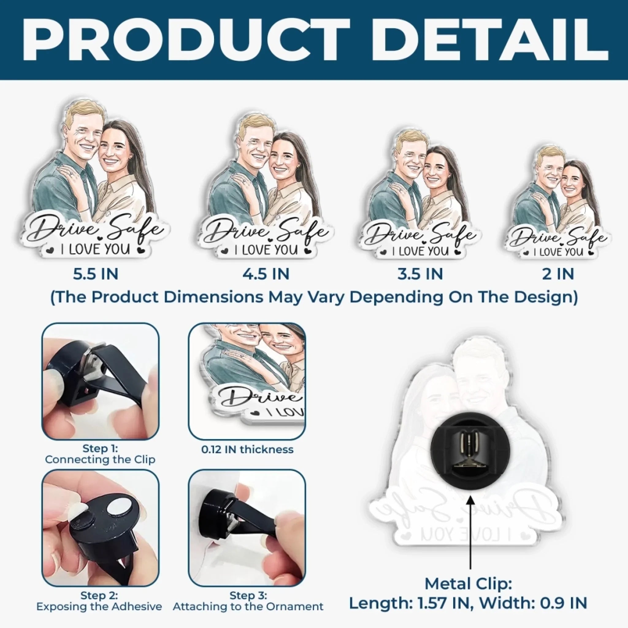 Custom Photo Acrylic Car Vent Clip - Personalized Anniversary Wedding Gifts For Husband And Wife, Him And Her - Every Road Leads To Us