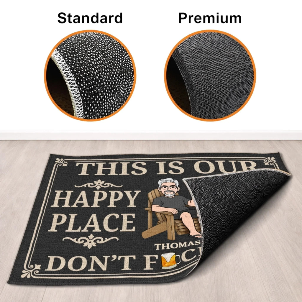 Custom Home Decor Decorative Mat - Personalized Summer Vacation And Travel Gifts For Husband And Wife, Him And Her - Welcome To Our Happy Place