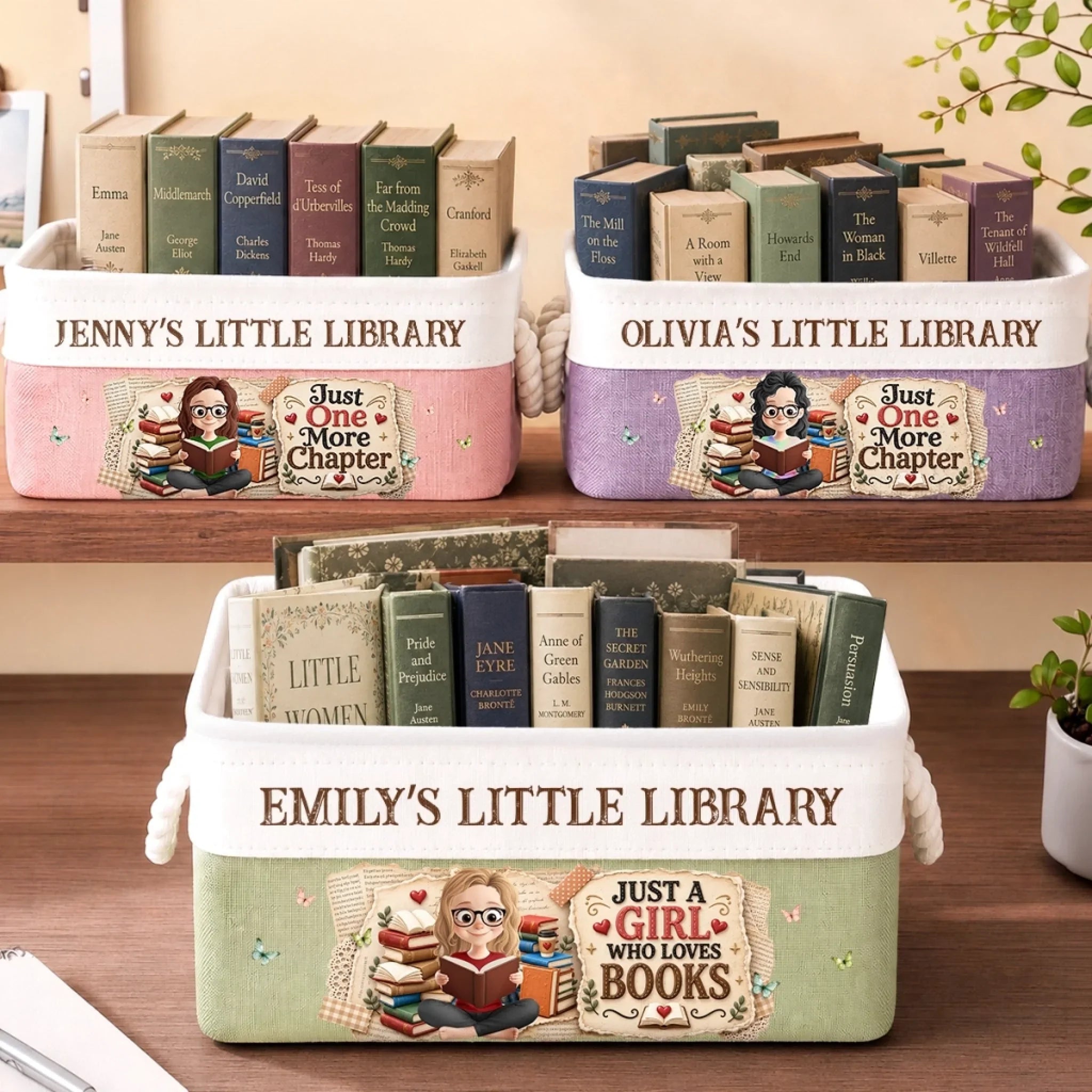 Custom Storage Basket - Personalized  Bookish Gifts For Book Lovers, Bookworms, Readers - So Many Books So Little Time