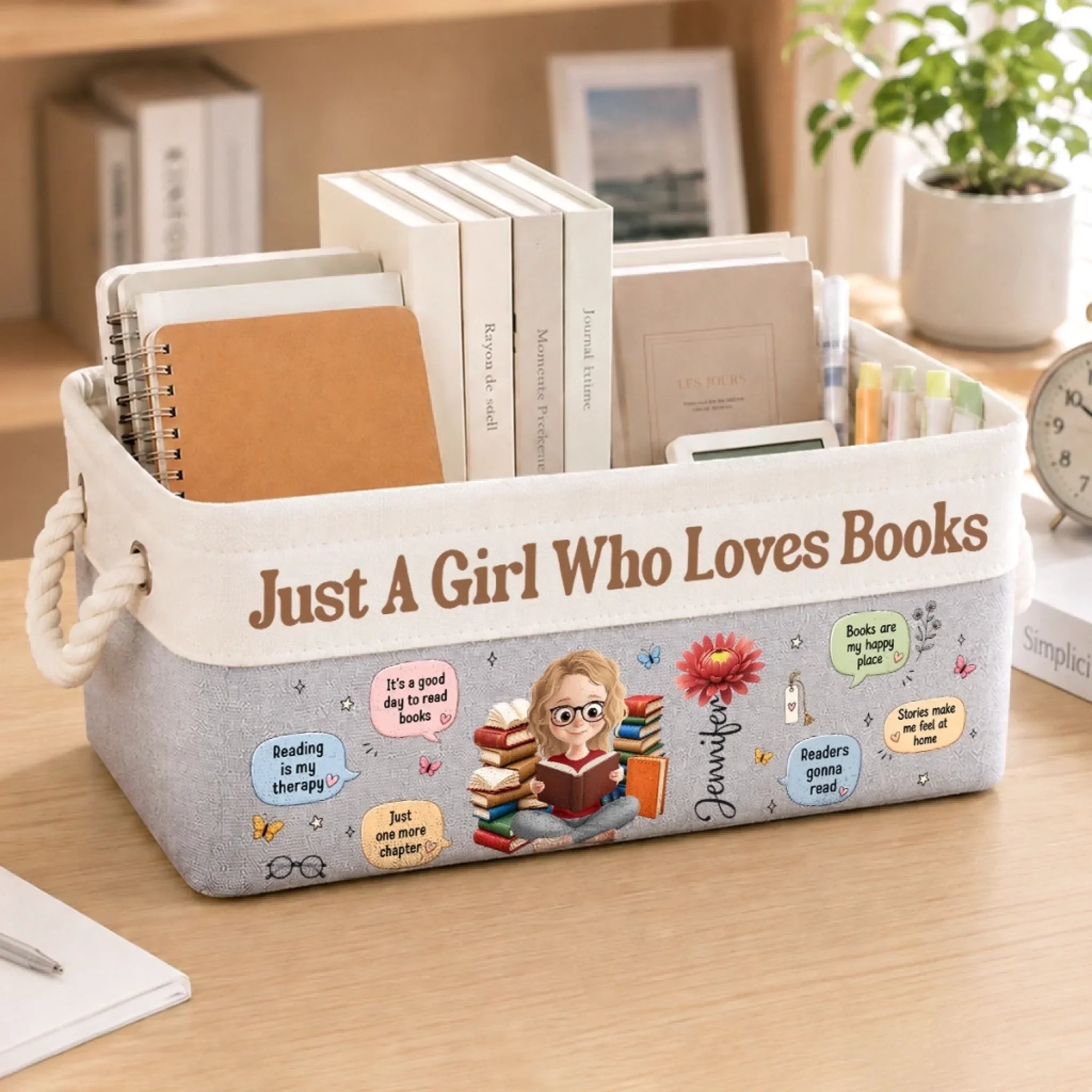 Custom Storage Basket - Personalized Bookish Gifts For Book Lovers, Bookworms, Readers - Welcome To My Bookish World
