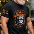 Custom BBQ Unisex T-Shirt With Design On Sleeve - Personalized Grilling Gifts For BBQ Lovers, Husband, Son, Grandson, Brother, Grandpa, Dad, Yourself - Grill Master Mode
