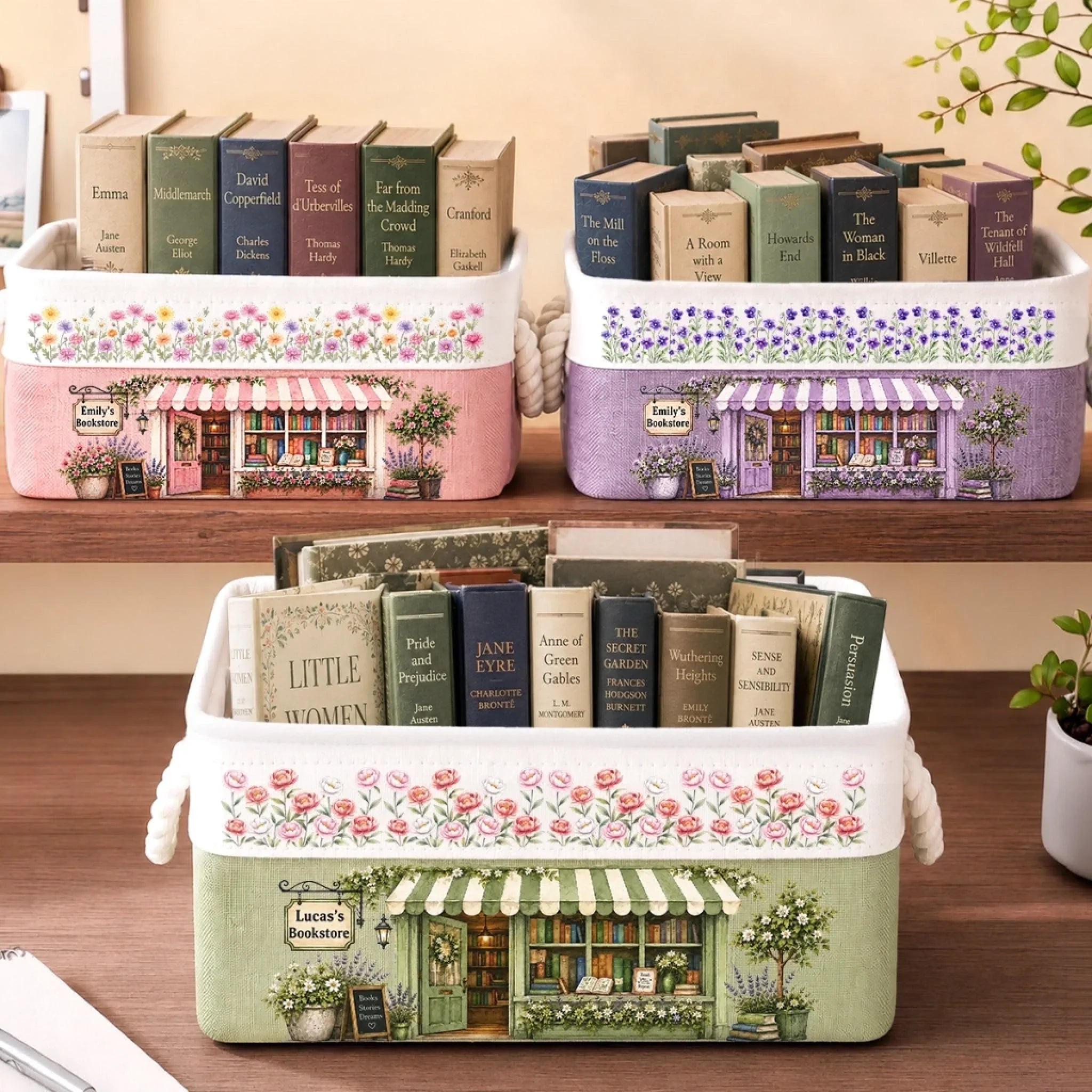 Custom Storage Basket - Personalized Bookish Gifts For Book Lovers, Bookworms, Readers - The Little Corner Bookshop