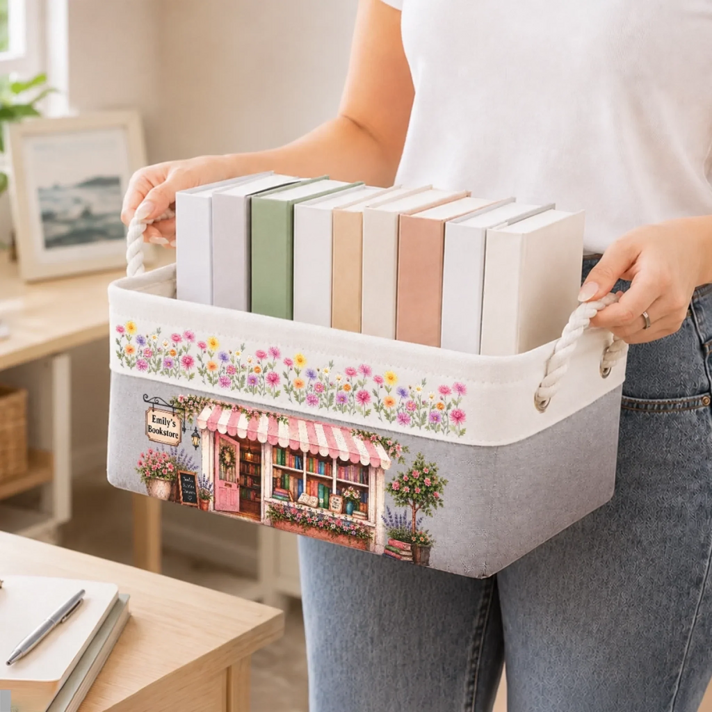 Custom Storage Basket - Personalized Bookish Gifts For Book Lovers, Bookworms, Readers - The Little Corner Bookshop