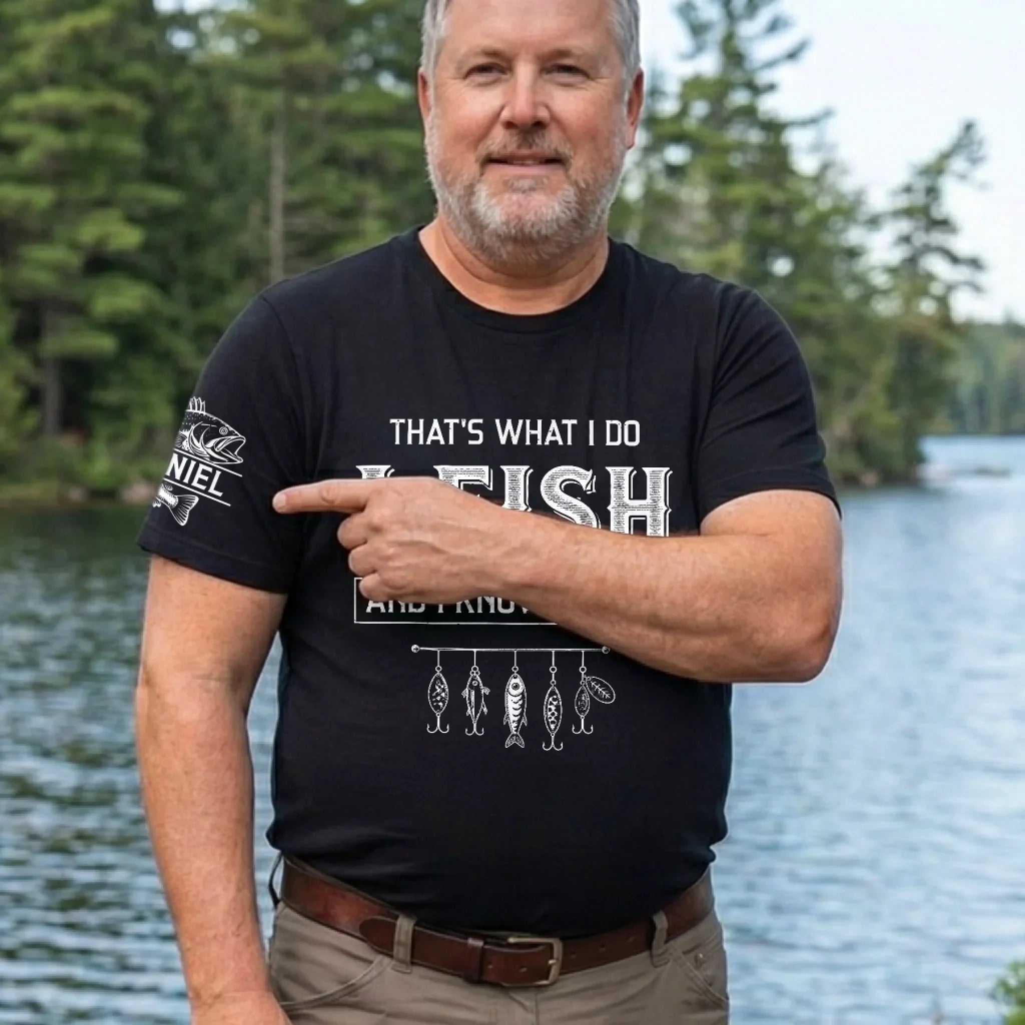 Custom T-Shirt - Personalized Birthday Fishing Gifts For Fisherman, Husband, Son, Grandson, Brother, Grandpa, Dad, Yourself - Hooked On Fishing