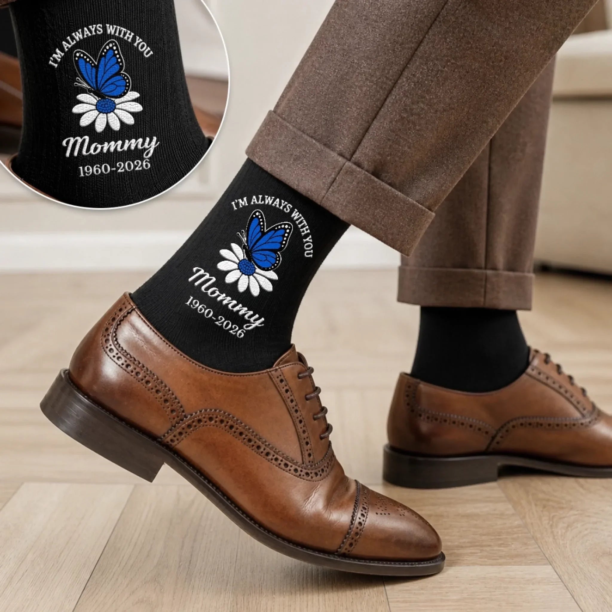 Custom Embroidered Socks - Personalized Memorial Sympathy Gifts For Loss Of Mom, Dad, Grandma, Grandpa - Forever Loved, Never Forgotten