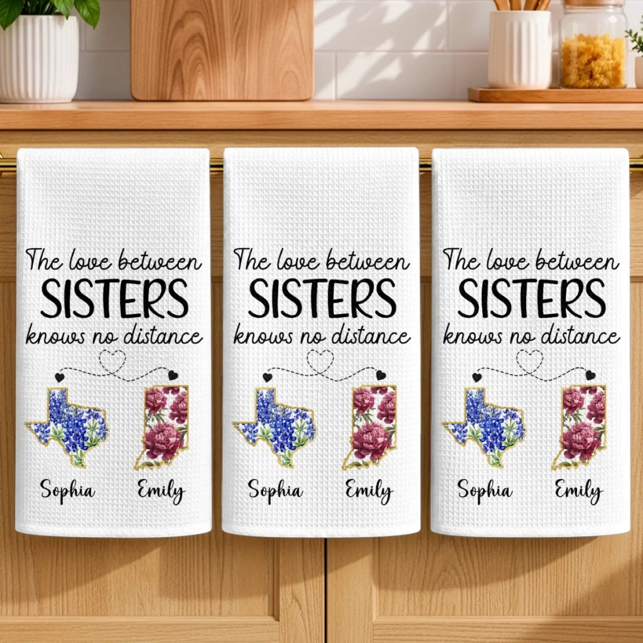 Custom Long Distance Kitchen Towel - Personalized Best Friend Birthday Gifts For Women, Besties, Sisters, BFF - Partners In Fun