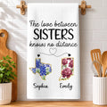Custom Long Distance Kitchen Towel - Personalized Best Friend Birthday Gifts For Women, Besties, Sisters, BFF - Partners In Fun