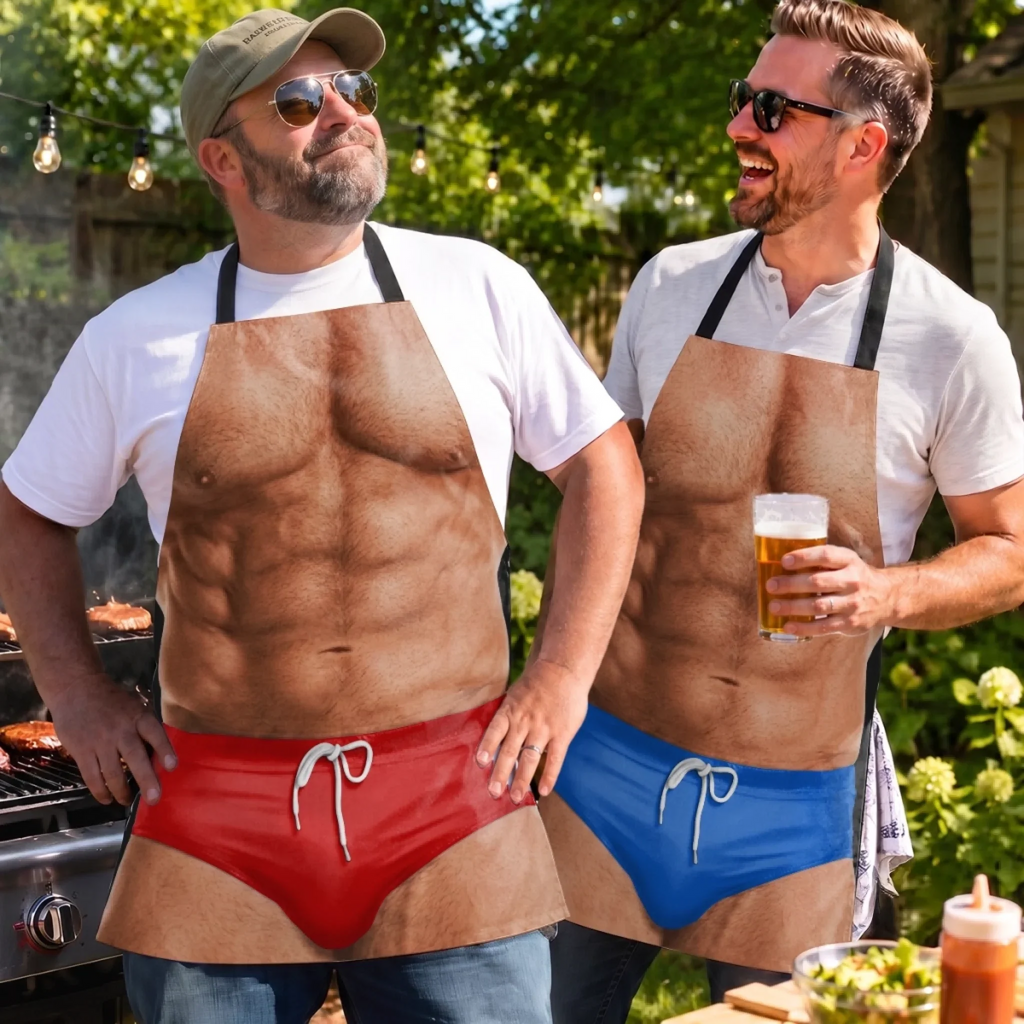 Custom Funny Apron - Personalized Birthday Gifts For Husband, Son, Grandson, Brother, Grandpa, Dad, Yourself - I Flex When I Cook