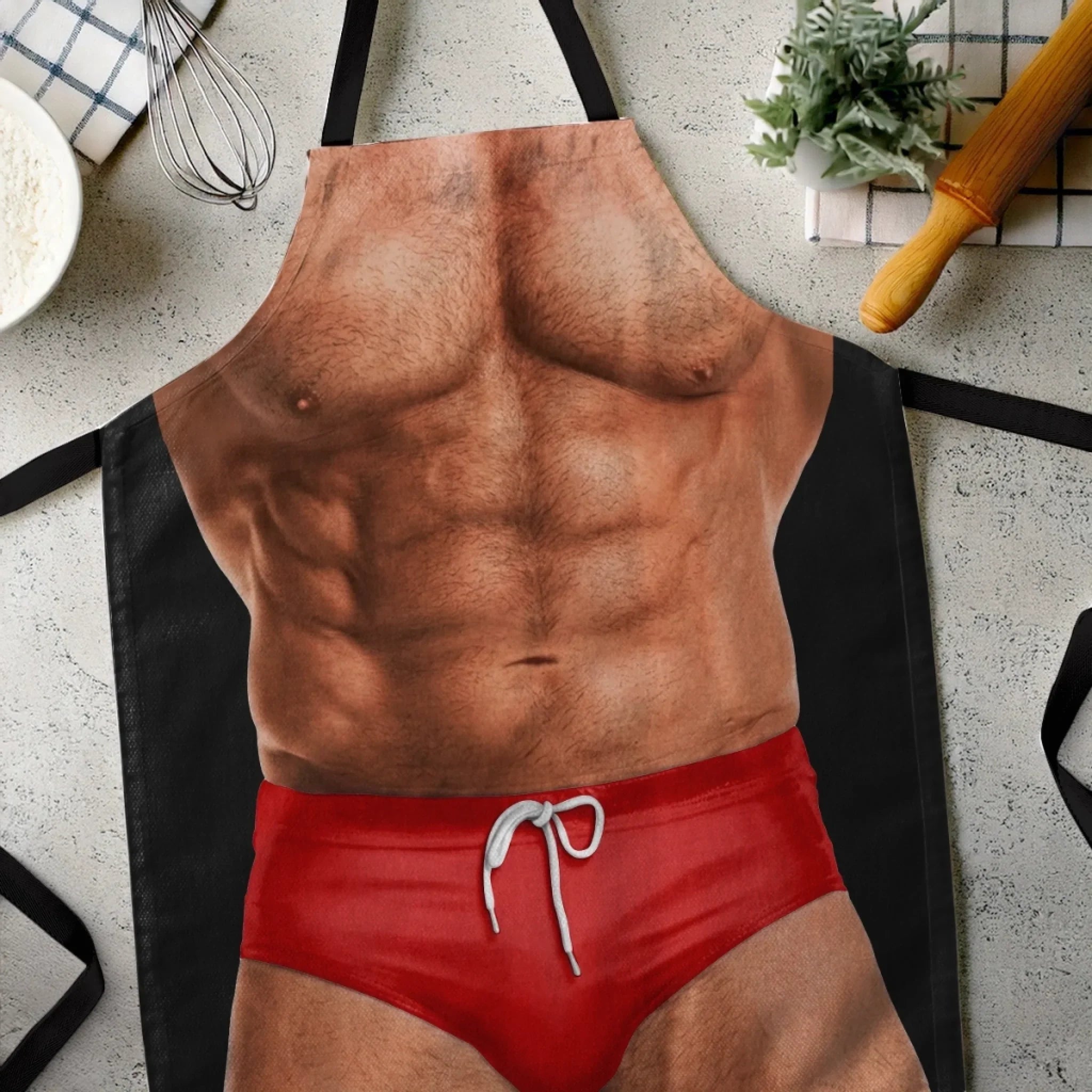 Custom Funny Apron - Personalized Birthday Gifts For Husband, Son, Grandson, Brother, Grandpa, Dad, Yourself - I Flex When I Cook