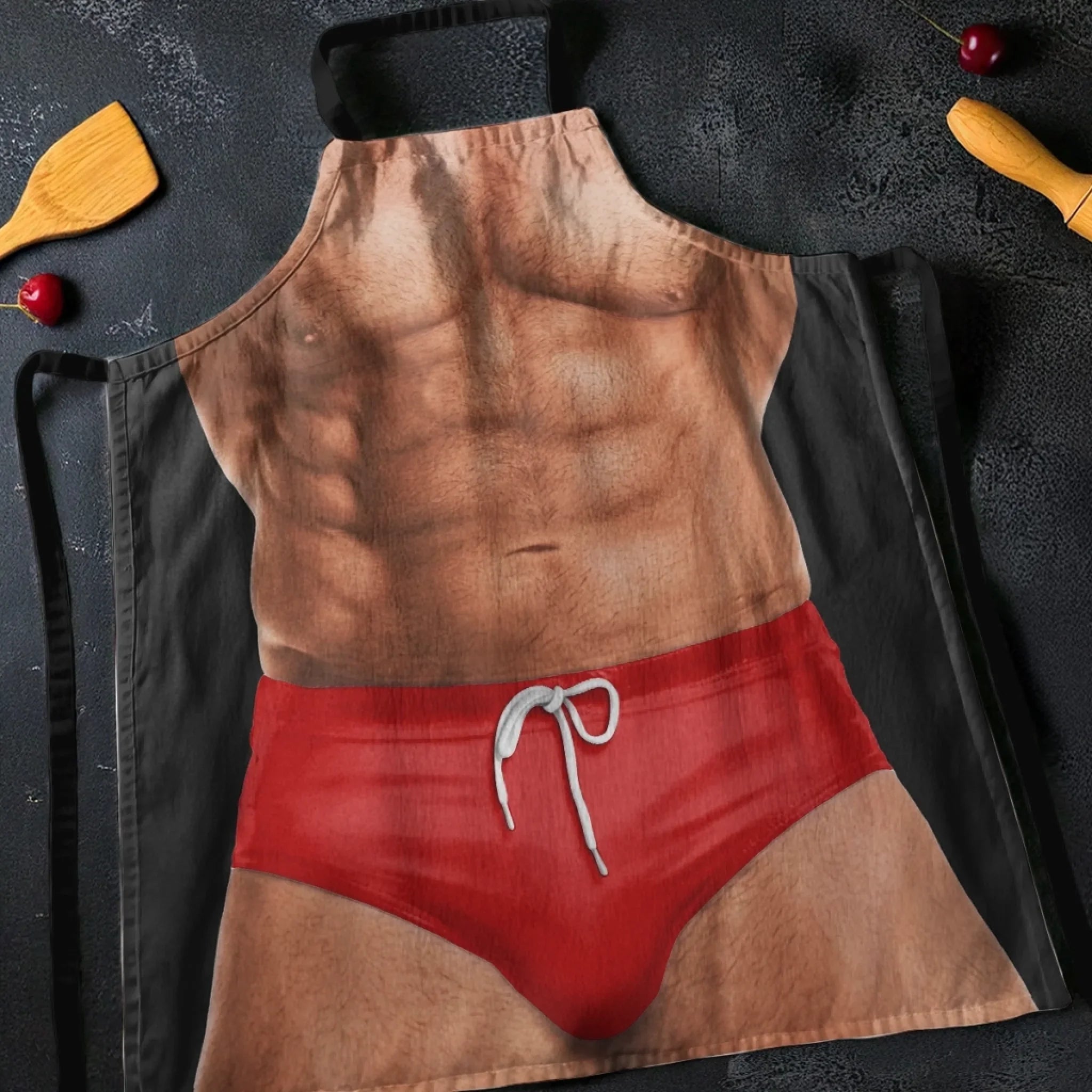 Custom Funny Apron - Personalized Birthday Gifts For Husband, Son, Grandson, Brother, Grandpa, Dad, Yourself - I Flex When I Cook
