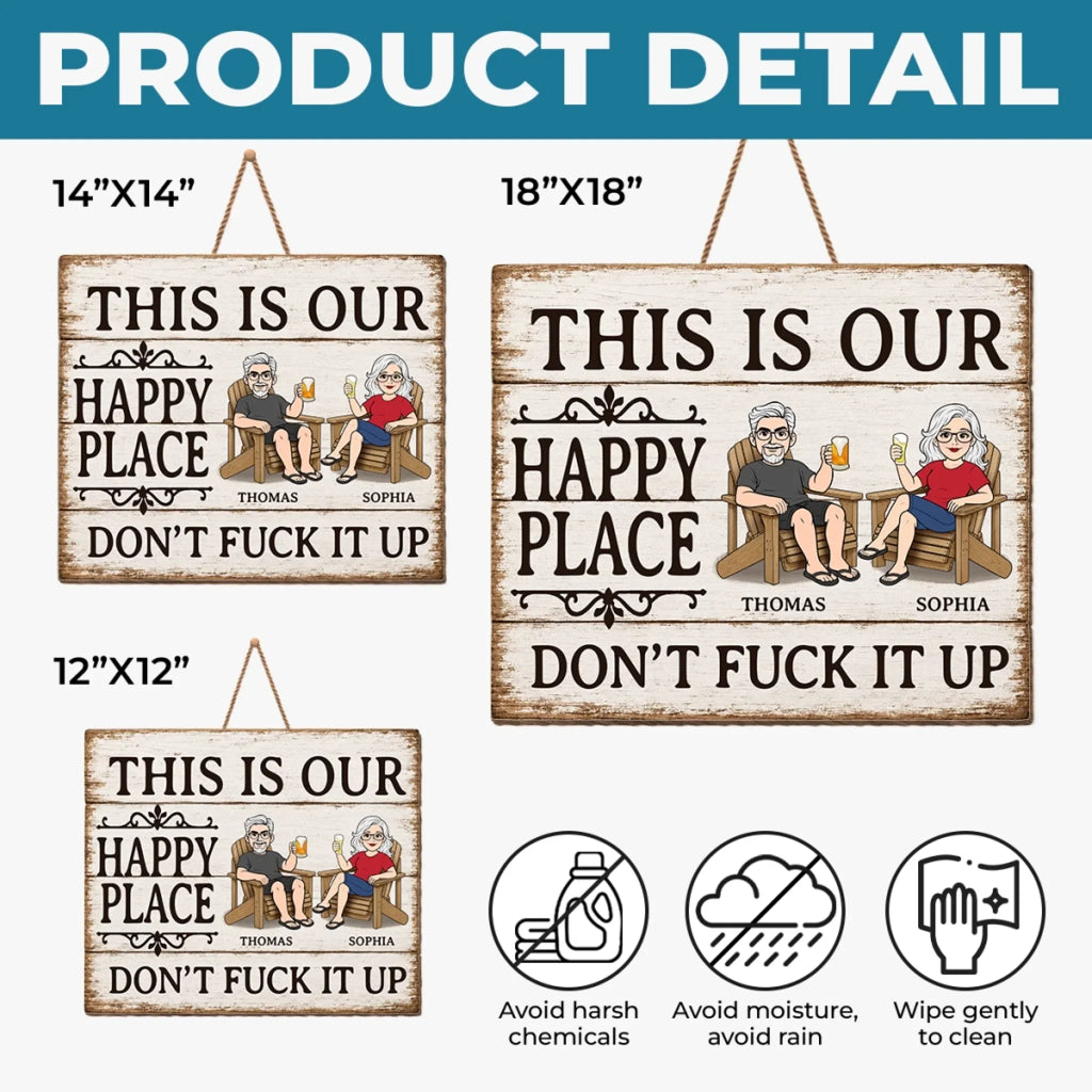 Custom Wood Sign - Personalized Anniversary Wedding Gifts For Husband And Wife, Him And Her - Our Favorite Place
