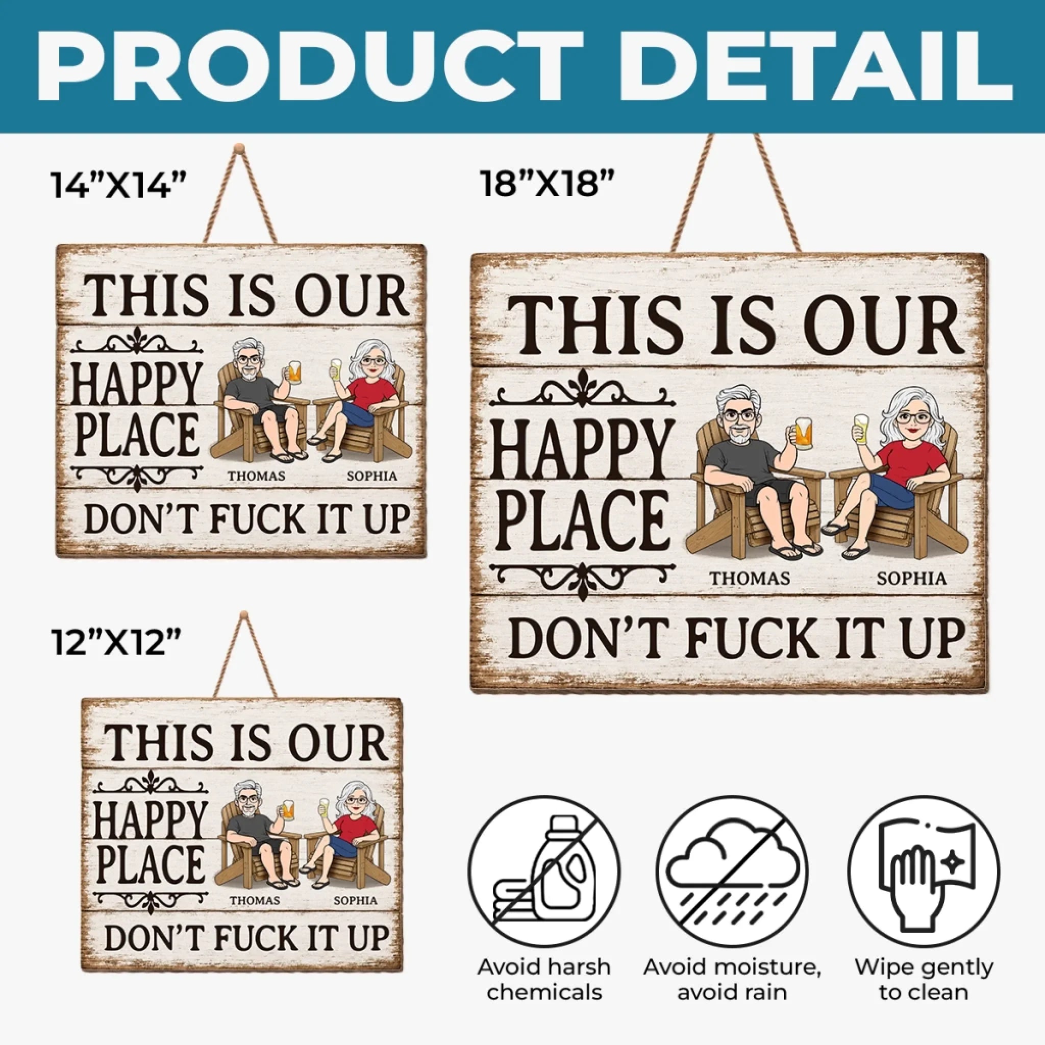 Custom Wood Sign - Personalized Anniversary Wedding Gifts For Husband And Wife, Him And Her - Our Favorite Place