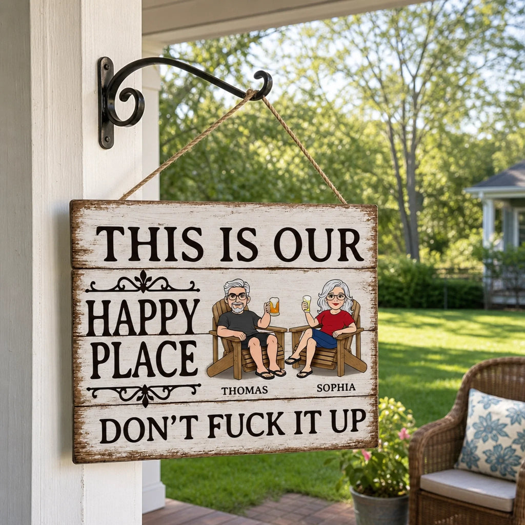 Custom Wood Sign - Personalized Anniversary Wedding Gifts For Husband And Wife, Him And Her - Our Favorite Place