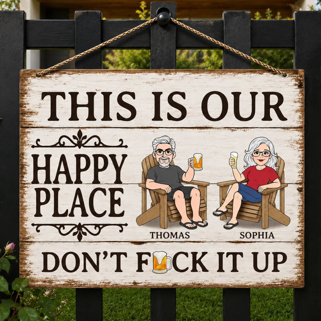 Custom Wood Sign - Personalized Anniversary Wedding Gifts For Husband And Wife, Him And Her - Our Favorite Place