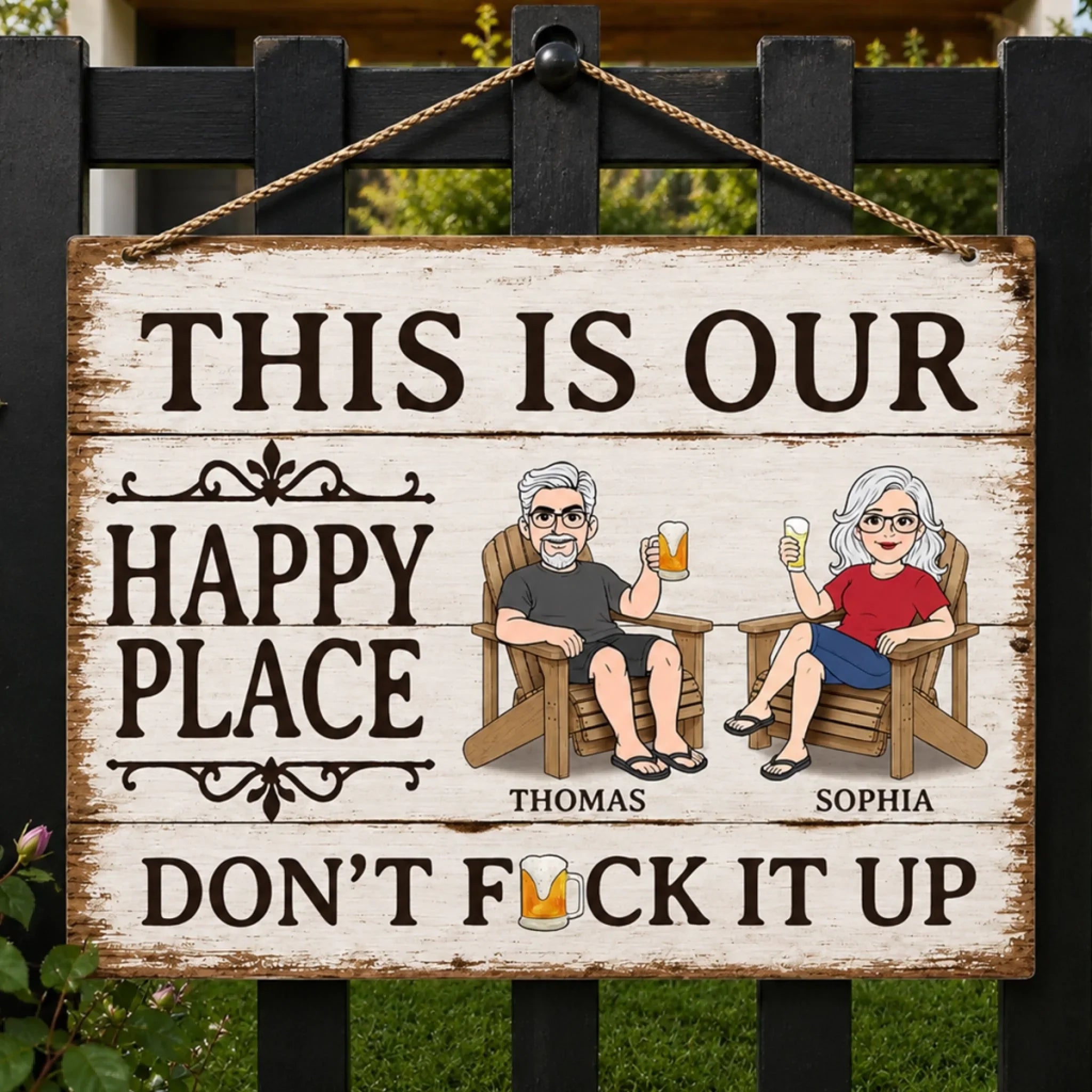 Custom Wood Sign - Personalized Anniversary Wedding Gifts For Husband And Wife, Him And Her - Our Favorite Place