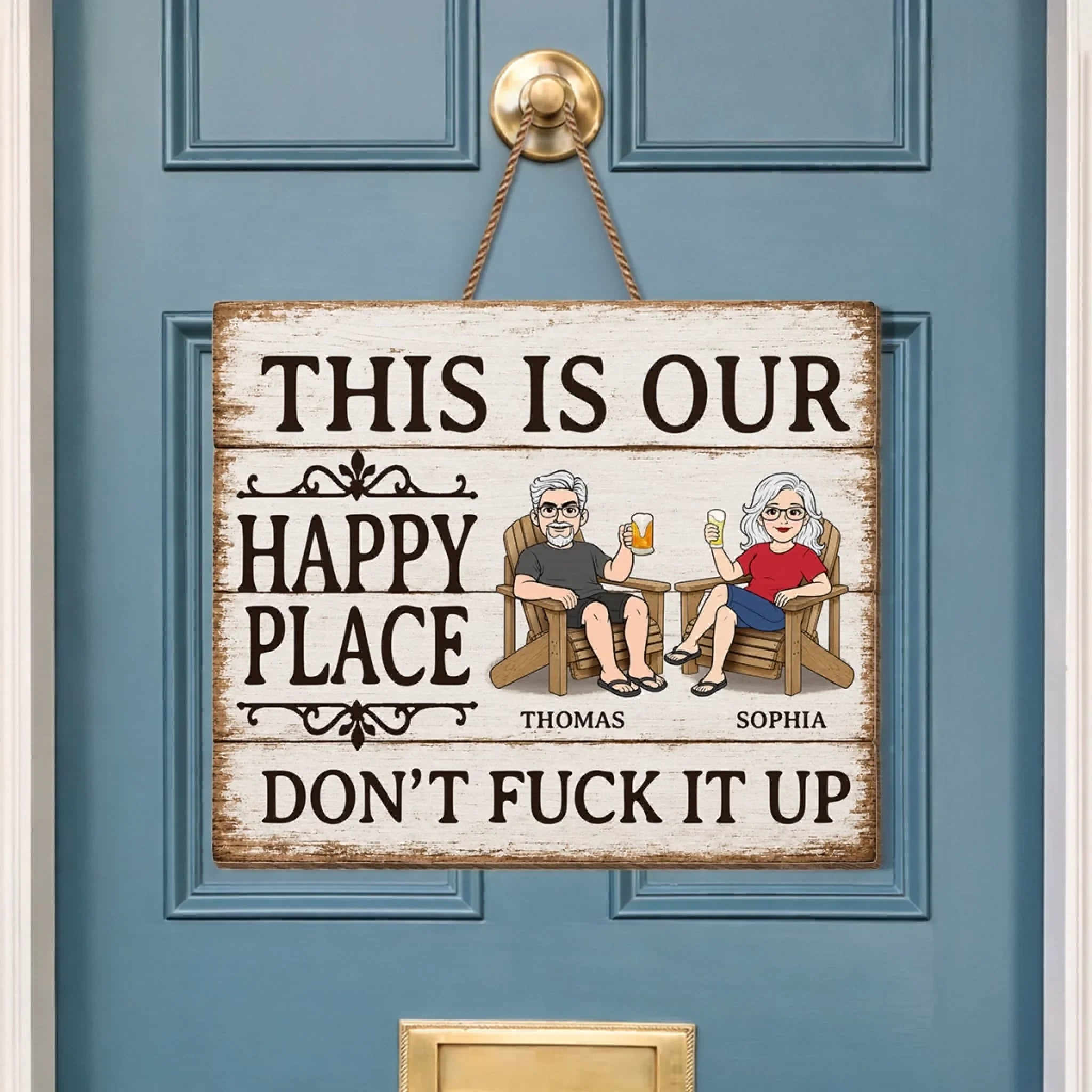 Custom Wood Sign - Personalized Anniversary Wedding Gifts For Husband And Wife, Him And Her - Our Favorite Place