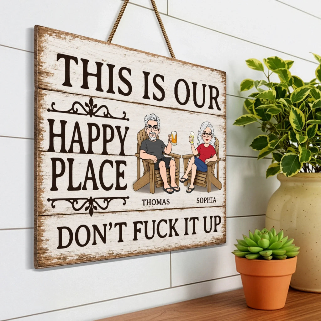 Custom Wood Sign - Personalized Anniversary Wedding Gifts For Husband And Wife, Him And Her - Our Favorite Place