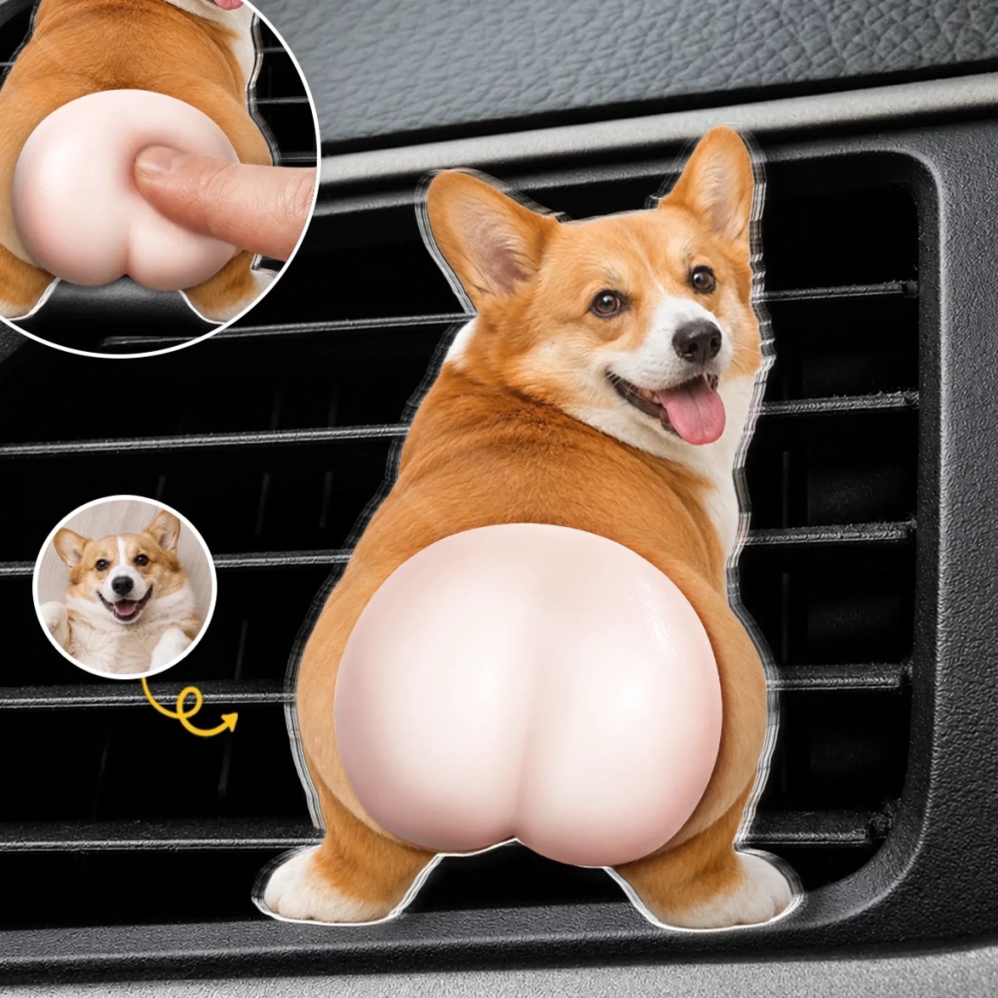 Custom Photo Squishy Acrylic Car Vent Clip - Personalized Birthday Gifts For Dog Cat Lovers, Dog Dad And Mom - Your Favorite Trouble On Board