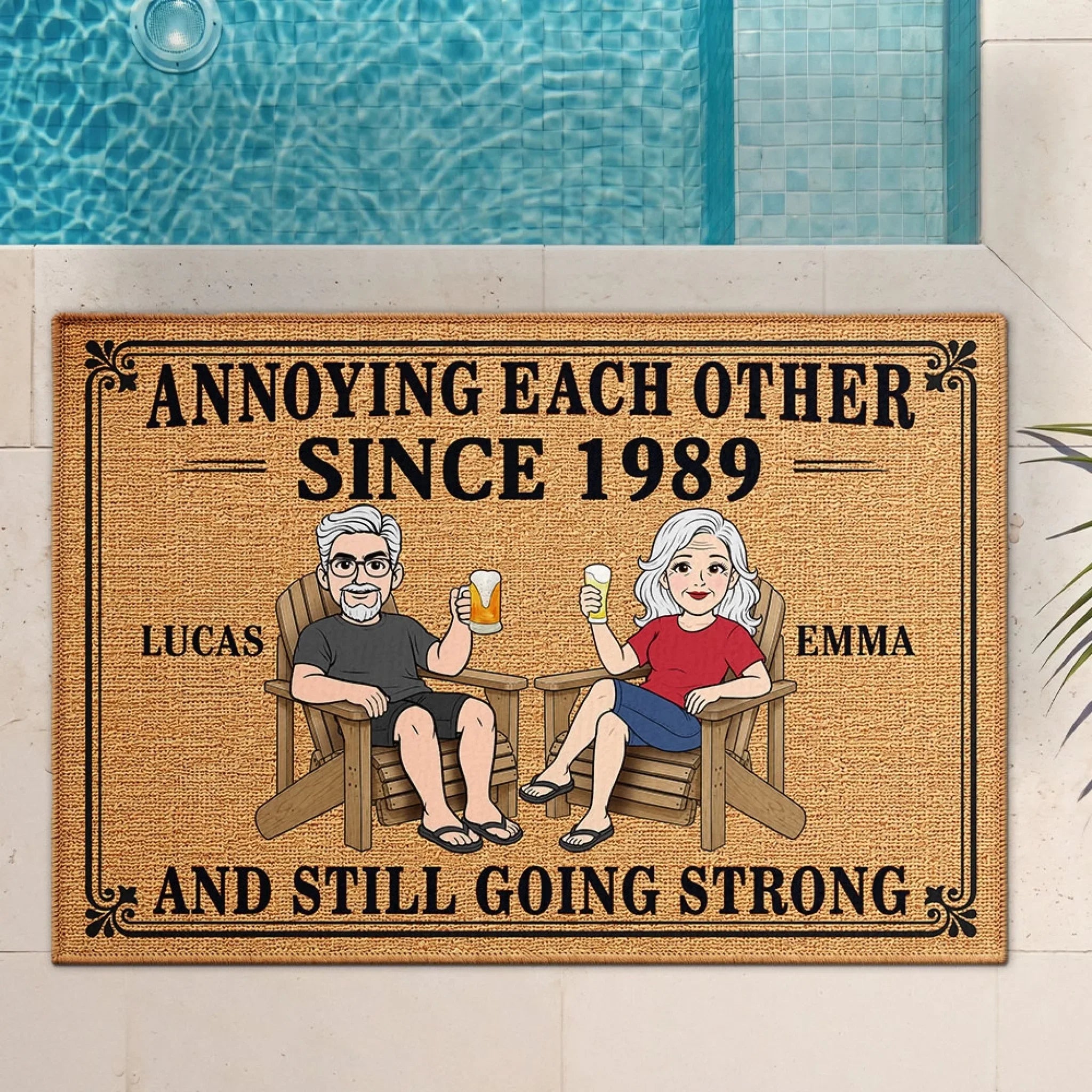 Custom Home Decor Decorative Mat - Personalized Summer Vacation And Travel Gifts For Husband And Wife, Him And Her - Together, Annoying The World