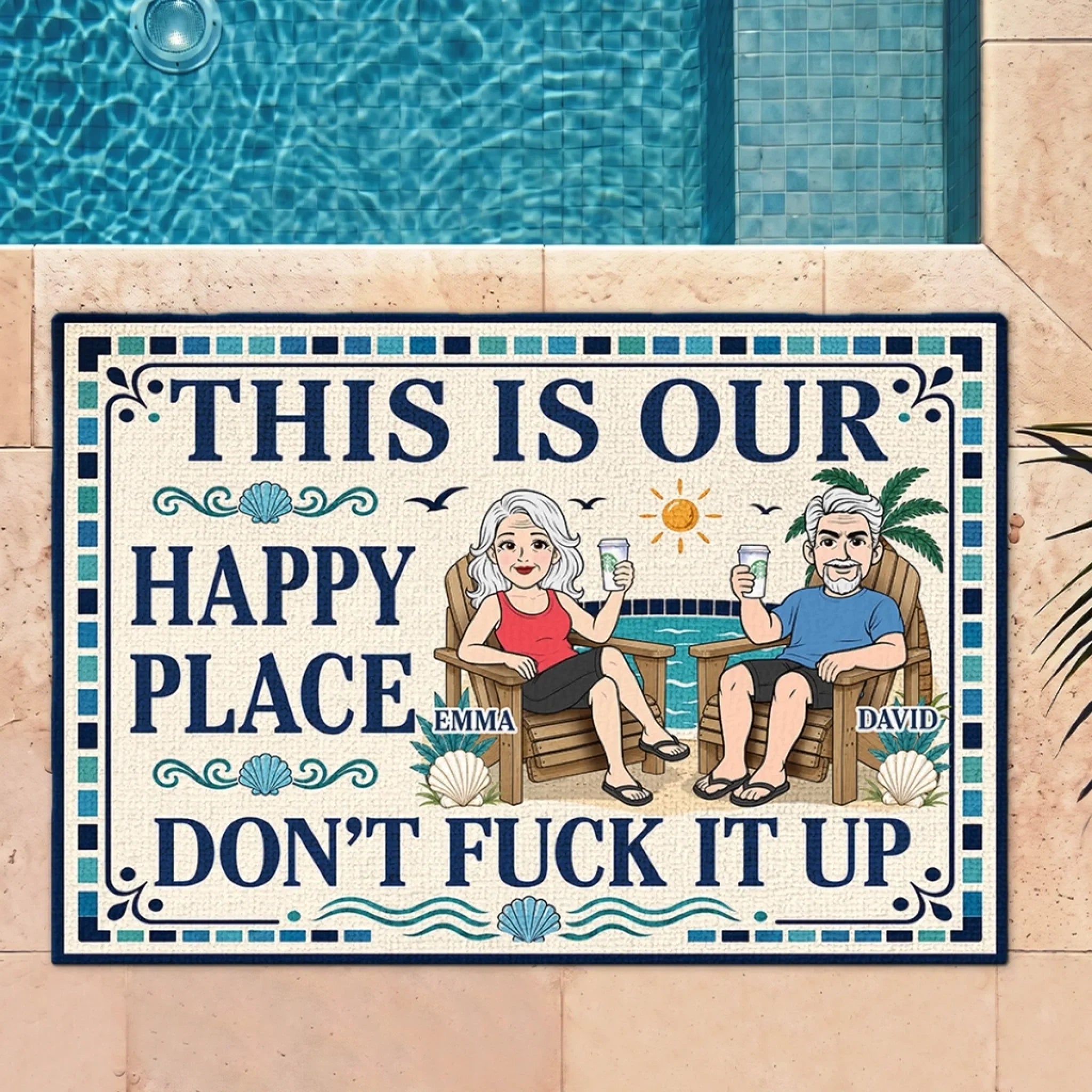 Custom Home Decor Decorative Mat - Personalized Summer Vacation And Travel Gifts For Husband And Wife, Him And Her - Welcome To Our Crazy Place
