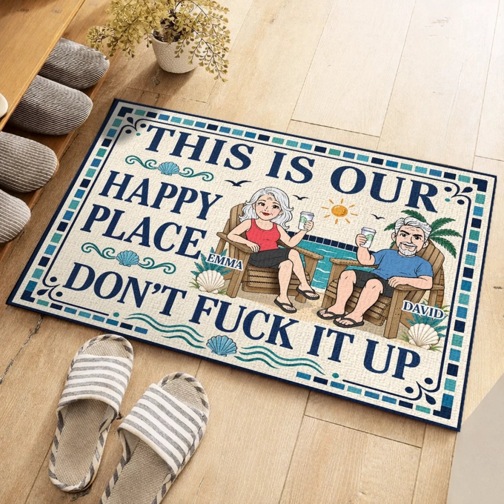 Custom Home Decor Decorative Mat - Personalized Summer Vacation And Travel Gifts For Husband And Wife, Him And Her - Welcome To Our Crazy Place