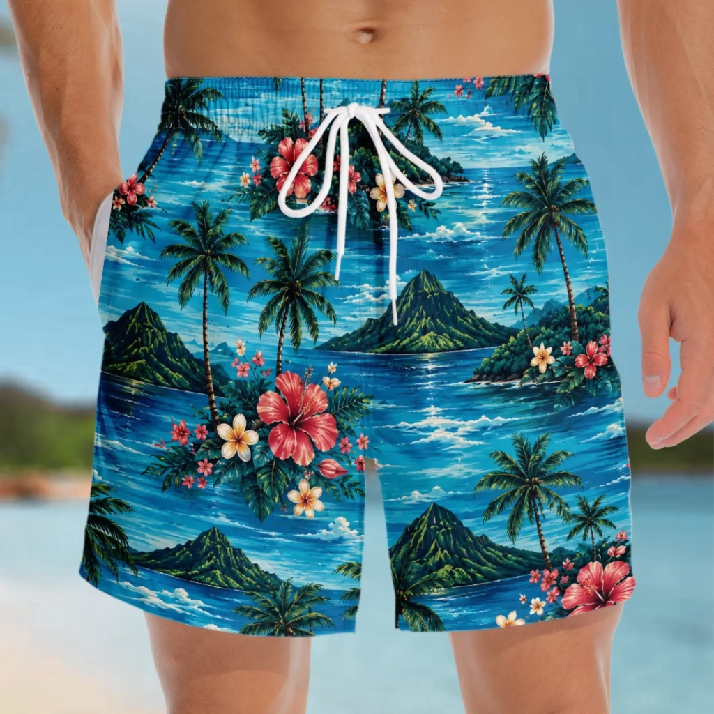 Custom Funny Men Swim Trunks - Personalized Birthday Gifts For Husband, Son, Grandson, Brother, Grandpa, Dad, Yourself - Rear View Approved