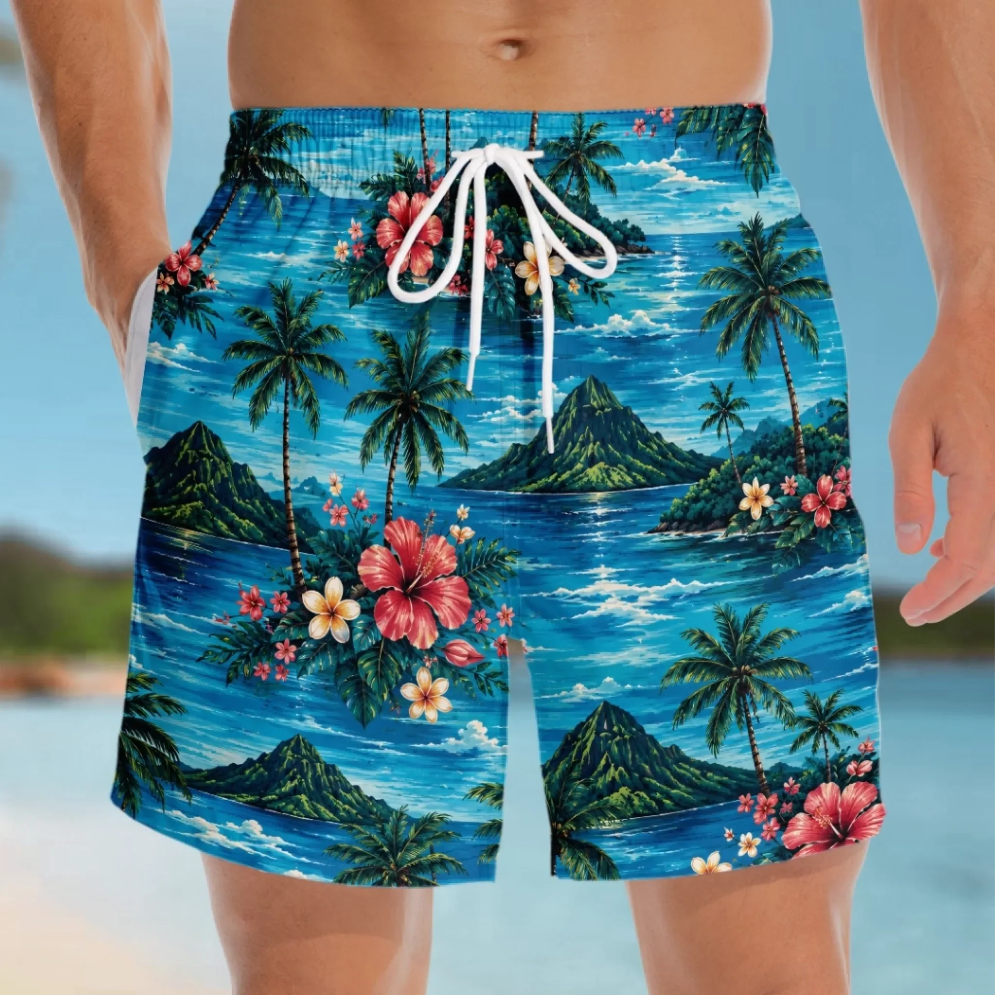 Custom Funny Men Swim Trunks - Personalized Birthday Gifts For Husband, Son, Grandson, Brother, Grandpa, Dad, Yourself - Rear View Approved