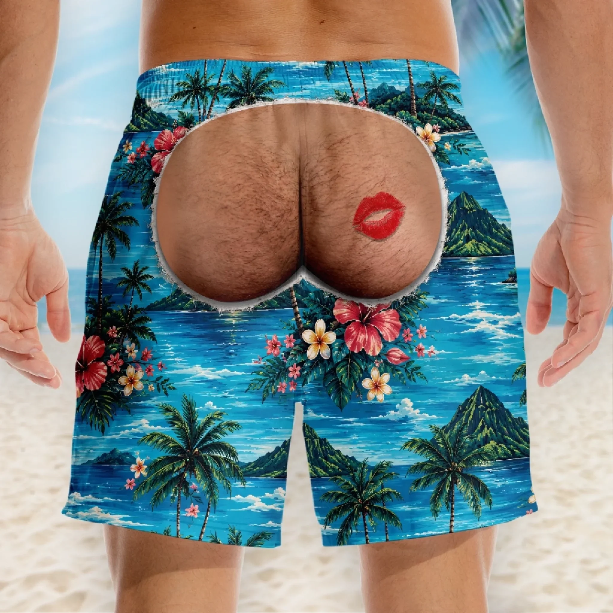 Custom Funny Men Swim Trunks - Personalized Birthday Gifts For Husband, Son, Grandson, Brother, Grandpa, Dad, Yourself - Rear View Approved