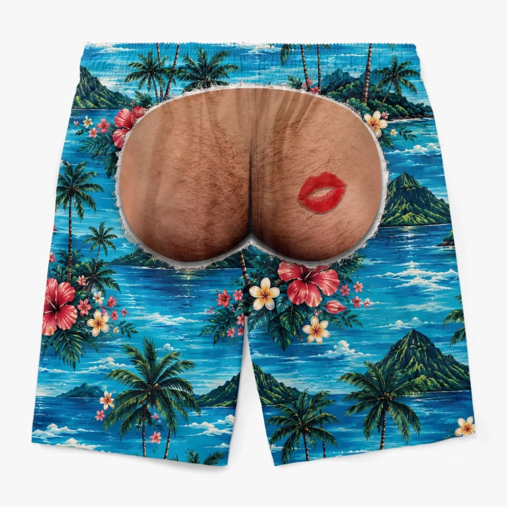 Custom Funny Men Swim Trunks - Personalized Birthday Gifts For Husband, Son, Grandson, Brother, Grandpa, Dad, Yourself - Rear View Approved