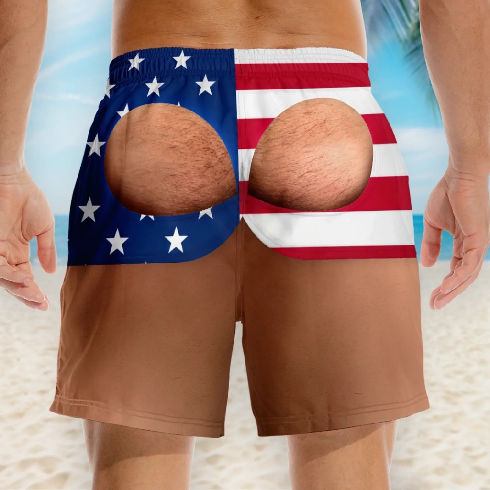 Custom Funny Patriotic Men Swim Trunks - Personalized Birthday Gifts For Husband, Son, Grandson, Brother, Grandpa, Dad, Yourself - Look Twice