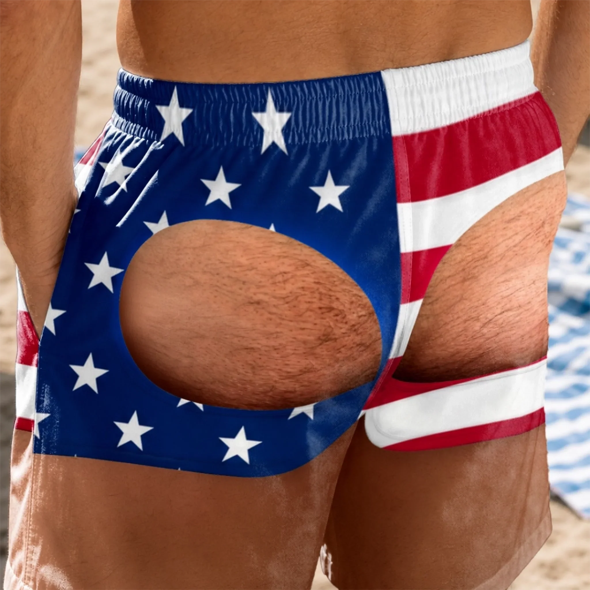 Custom Funny Patriotic Men Swim Trunks - Personalized Birthday Gifts For Husband, Son, Grandson, Brother, Grandpa, Dad, Yourself - Look Twice