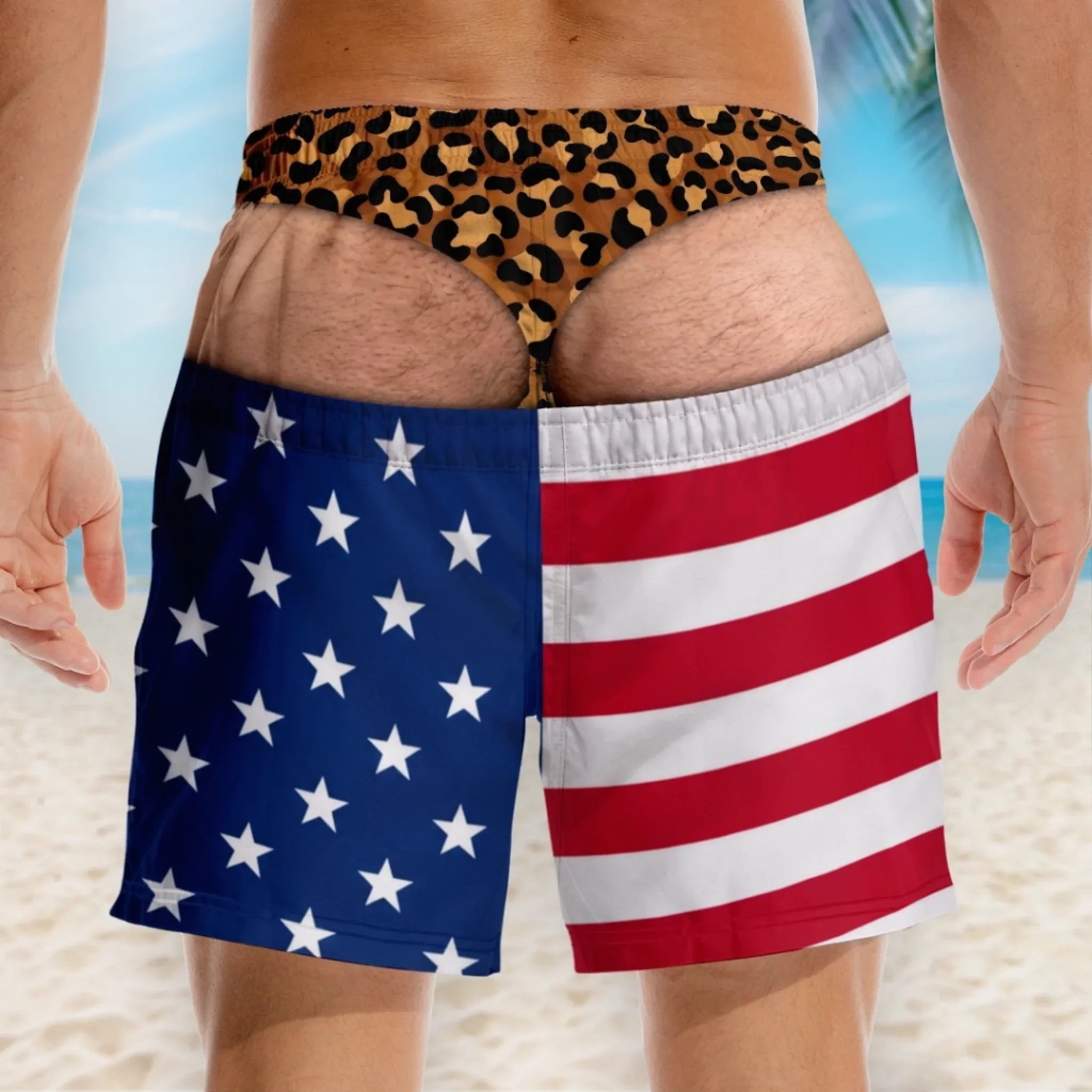 Custom Funny Patriotic Men Swim Trunks - Personalized Birthday Gifts For Husband, Son, Grandson, Brother, Grandpa, Dad, Yourself - Warning Wide Load