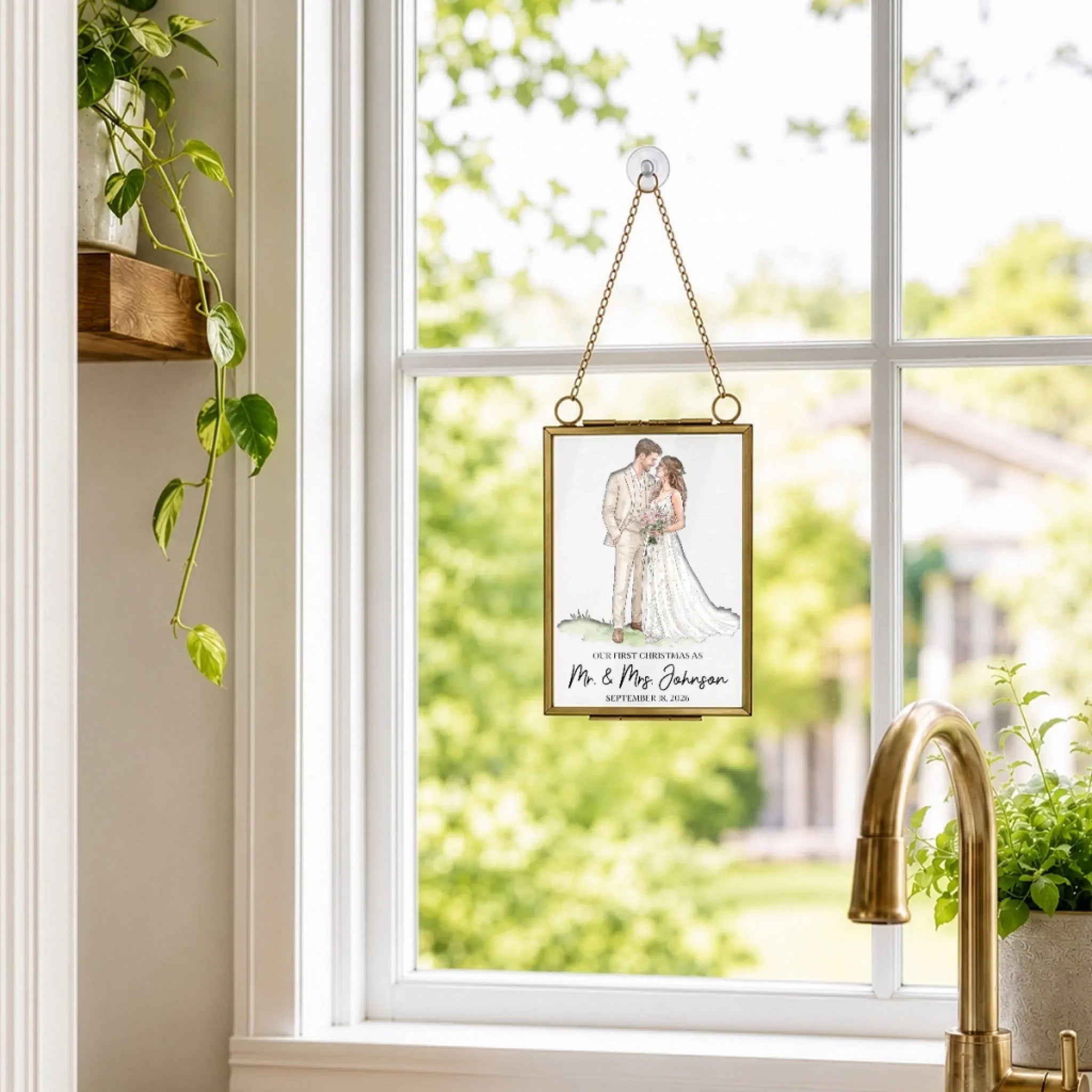 Custom Photo First Christmas Frame Ornament - Personalized Anniversary Christmas Wedding Gifts For Husband And Wife, Him And Her - Newlywed Christmas Joy