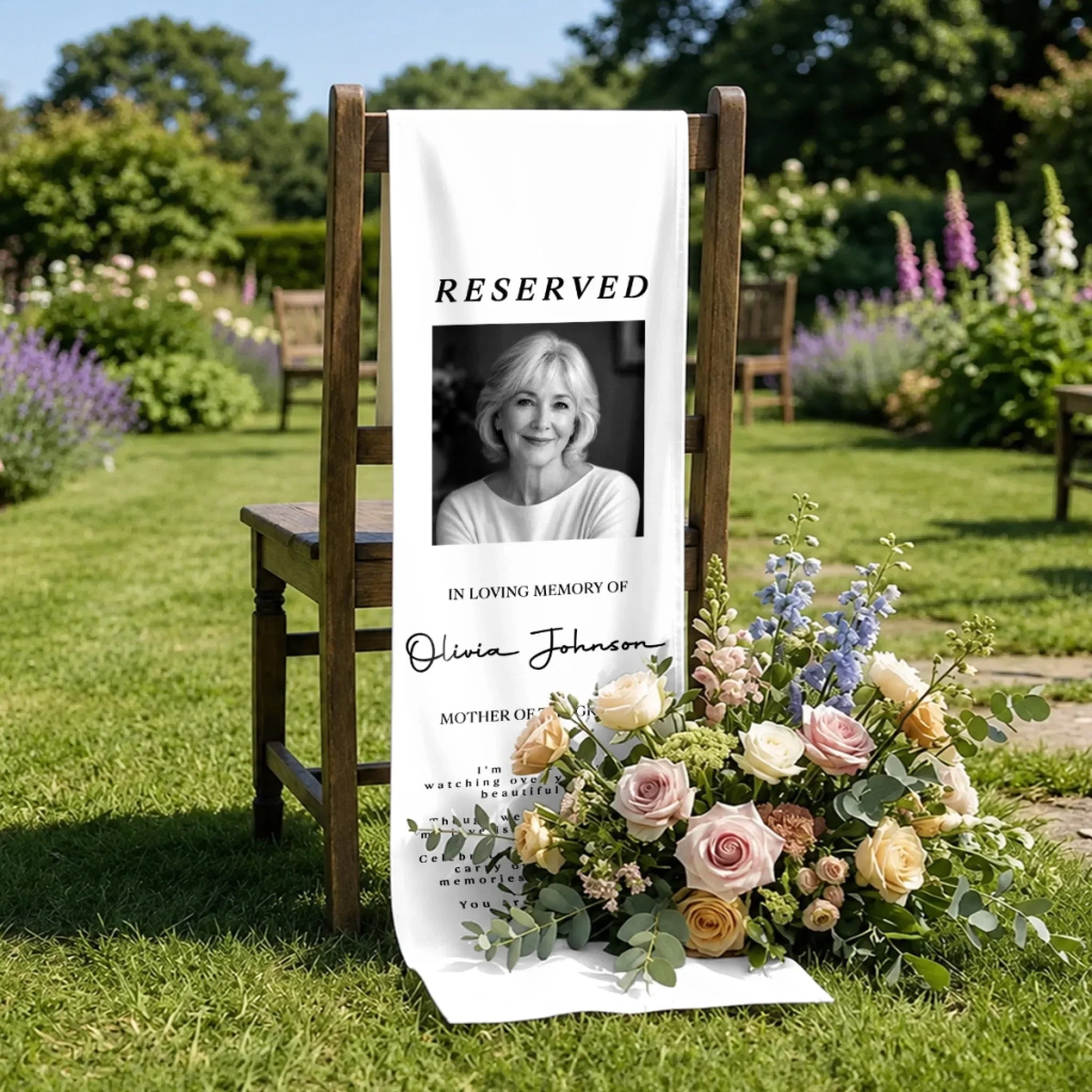 Custom Photo Wedding Chair Sign - Personalized Memorial Sympathy Gifts For Brides & Grooms - Honoring Beautiful Memories