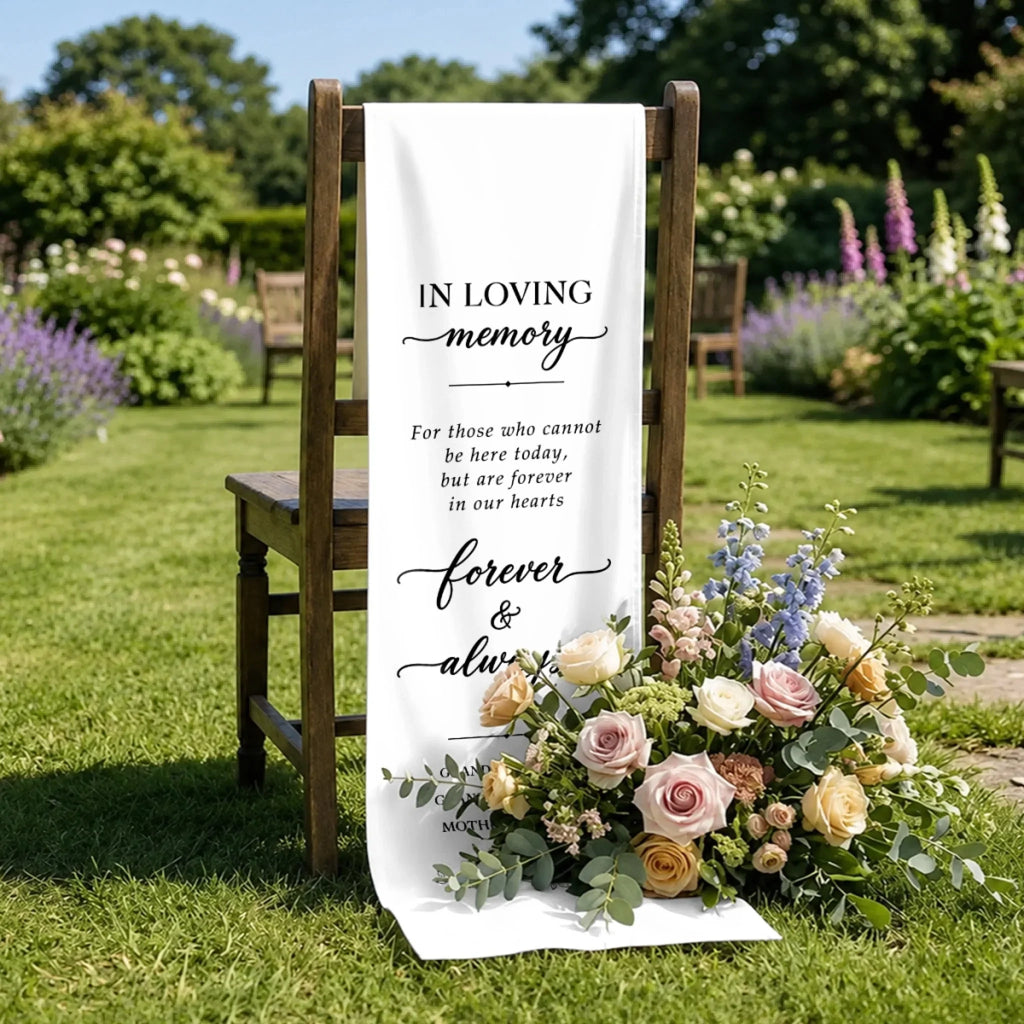 Custom Wedding Chair Sign - Personalized Memorial Sympathy Gifts For Brides & Grooms - Remembered With Love