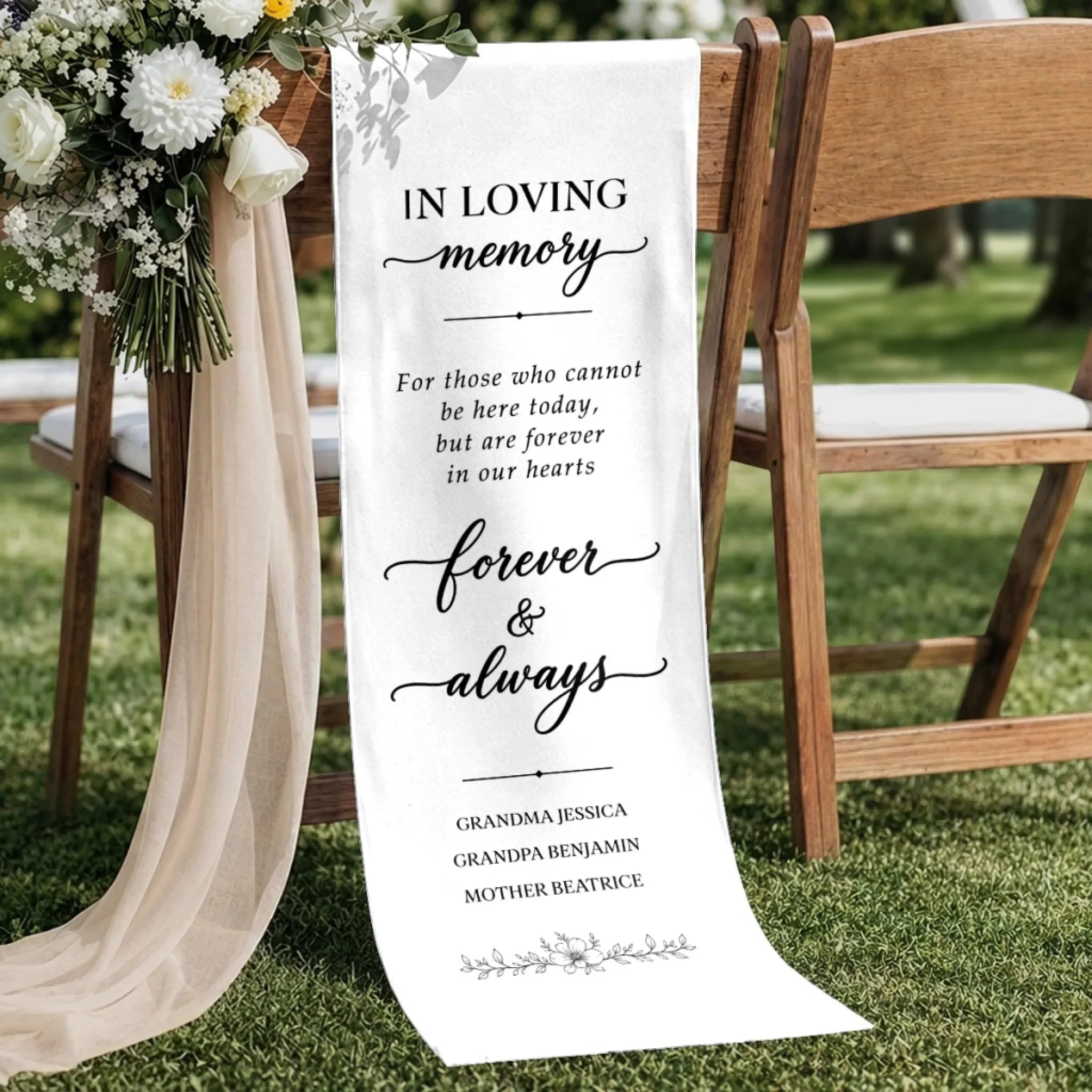 Custom Wedding Chair Sign - Personalized Memorial Sympathy Gifts For Brides & Grooms - Remembered With Love