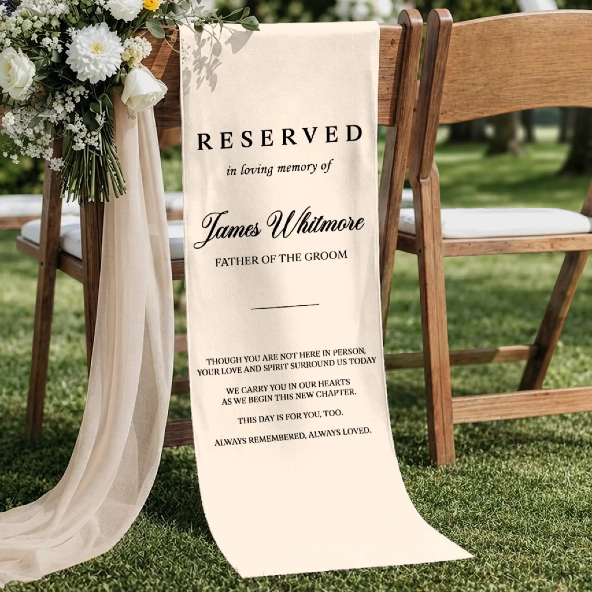 Custom Wedding Chair Sign - Personalized Memorial Sympathy Gifts For Brides & Grooms - Forever In Our Hearts
