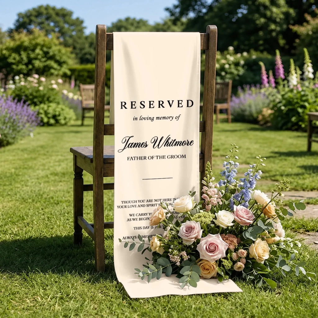 Custom Wedding Chair Sign - Personalized Memorial Sympathy Gifts For Brides & Grooms - Forever In Our Hearts