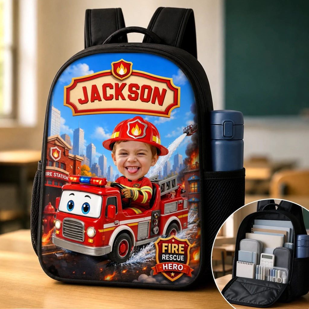 Custom Photo Kids Front Printed Backpack - Personalized Back To School Gifts For Kids - Little Hero Big Dreams