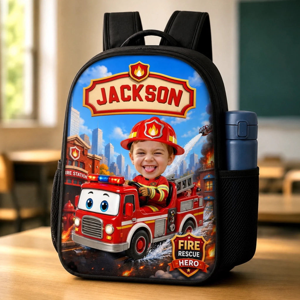 Custom Photo Kids Front Printed Backpack - Personalized Back To School Gifts For Kids - Little Hero Big Dreams