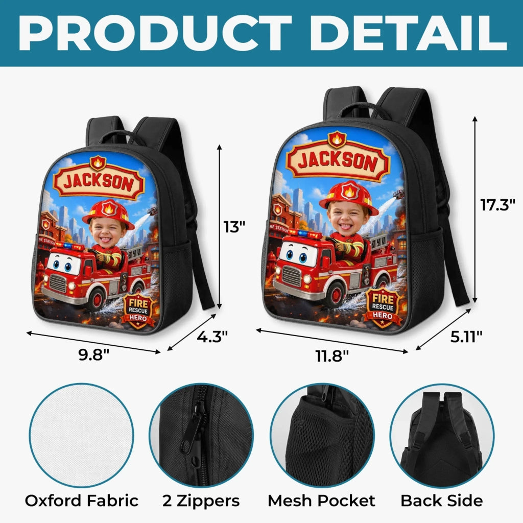 Custom Photo Kids Front Printed Backpack - Personalized Back To School Gifts For Kids - Little Hero Big Dreams