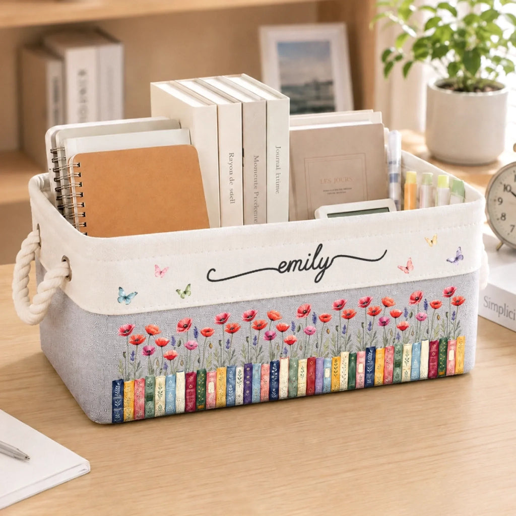 Custom Storage Basket - Personalized  Bookish Gifts For Book Lovers, Bookworms, Readers - Bloom In Your Own Way