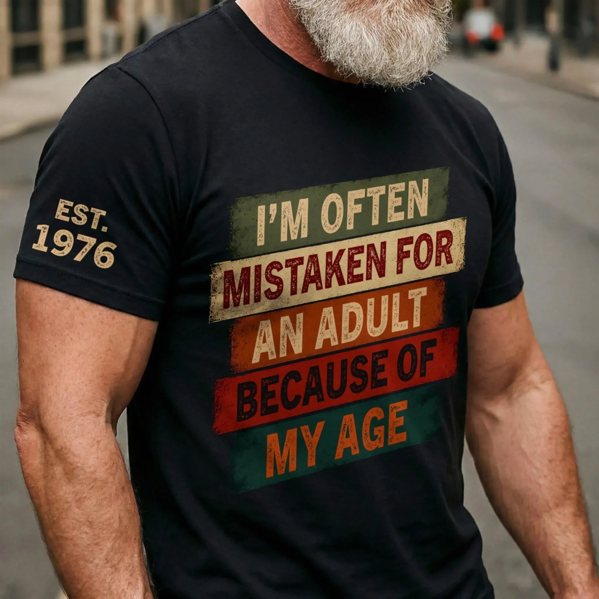 Custom T-Shirt - Personalized Birthday Gifts For Husband, Son, Grandson, Brother, Grandpa, Dad, Yourself - Not An Adult Just A Tall Child